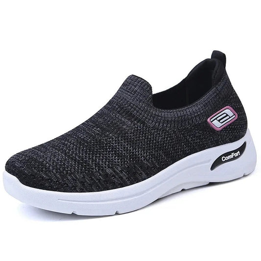 Comfortable Black Mesh Sneakers for Women with Closed Toe Casual Style