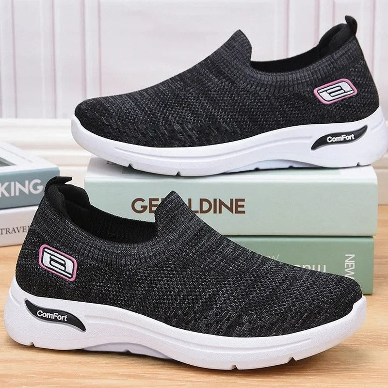 Comfortable Black Mesh Sneakers for Women with Closed Toe Casual Style