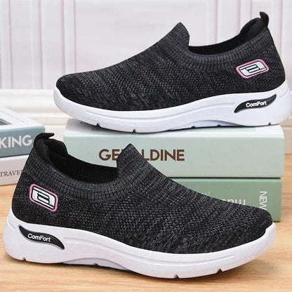 Comfortable Black Mesh Sneakers for Women with Closed Toe Casual Style