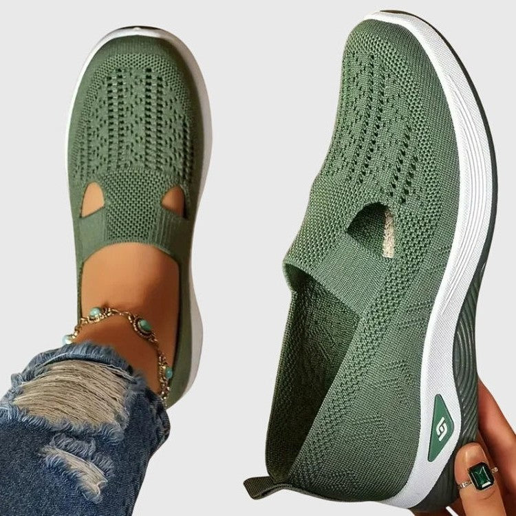 Comfortable Black Mesh Sneakers for Women with Cutout Platform Closed Toe Casual Style