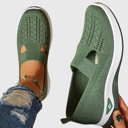 Comfortable Black Mesh Sneakers for Women with Cutout Platform Closed Toe Casual Style