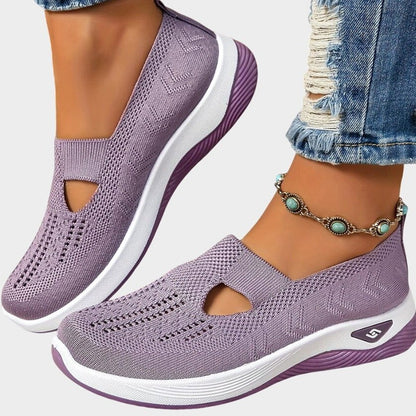 Comfortable Black Mesh Sneakers for Women with Cutout Platform Closed Toe Casual Style