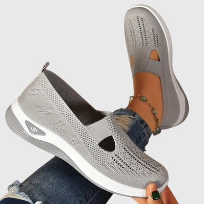 Comfortable Black Mesh Sneakers for Women with Cutout Platform Closed Toe Casual Style