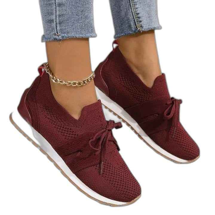 Comfortable Black Mesh Sneakers for Women with Platform Closed Toe Lace Up Casual Style