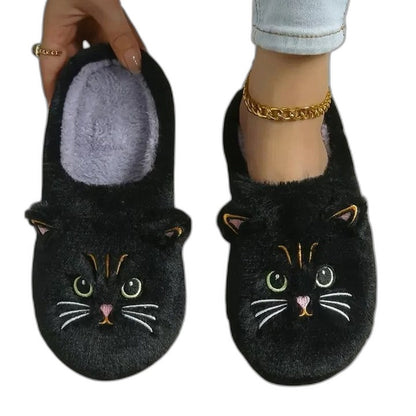 Comfortable Black Mules for Women with Closed Toe Fur Lined Lounge Style