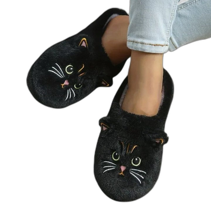 Comfortable Black Mules for Women with Closed Toe Fur Lined Lounge Style