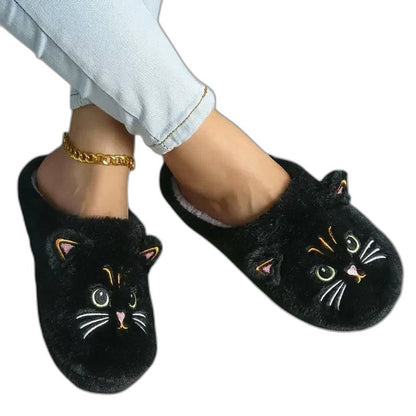 Comfortable Black Mules for Women with Closed Toe Fur Lined Lounge Style