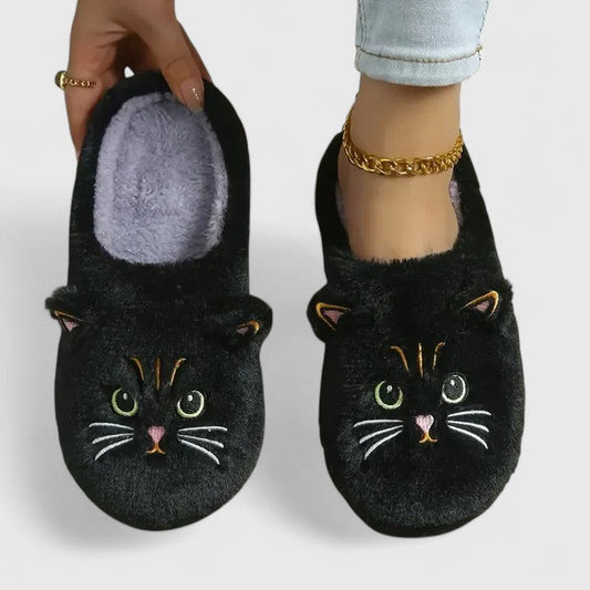 Comfortable Black Mules for Women with Closed Toe Fur Lined Lounge Style