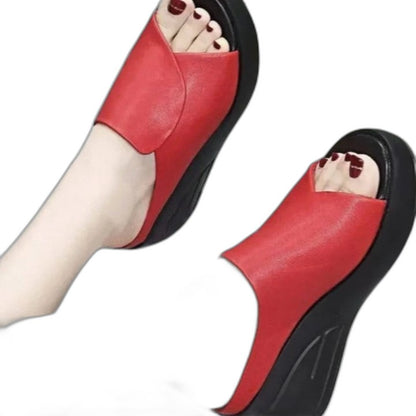 Comfortable Black Mules for Women with Platform Wedge Open Toe Casual Style