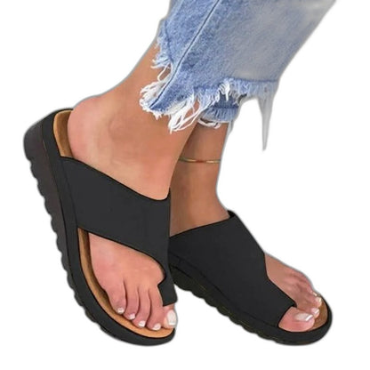 Comfortable Black Platform Sandals for Women with Slingback Open Toe Casual Style