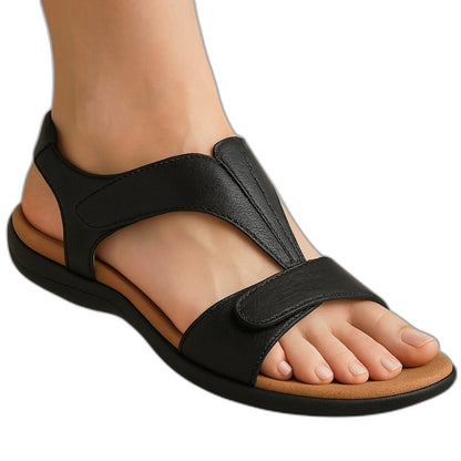Comfortable Black Sandals for Women with Ankle Strap Open Toe Casual Style