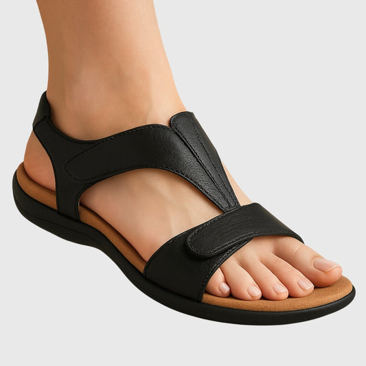 Comfortable Black Sandals for Women with Ankle Strap Open Toe Casual Style