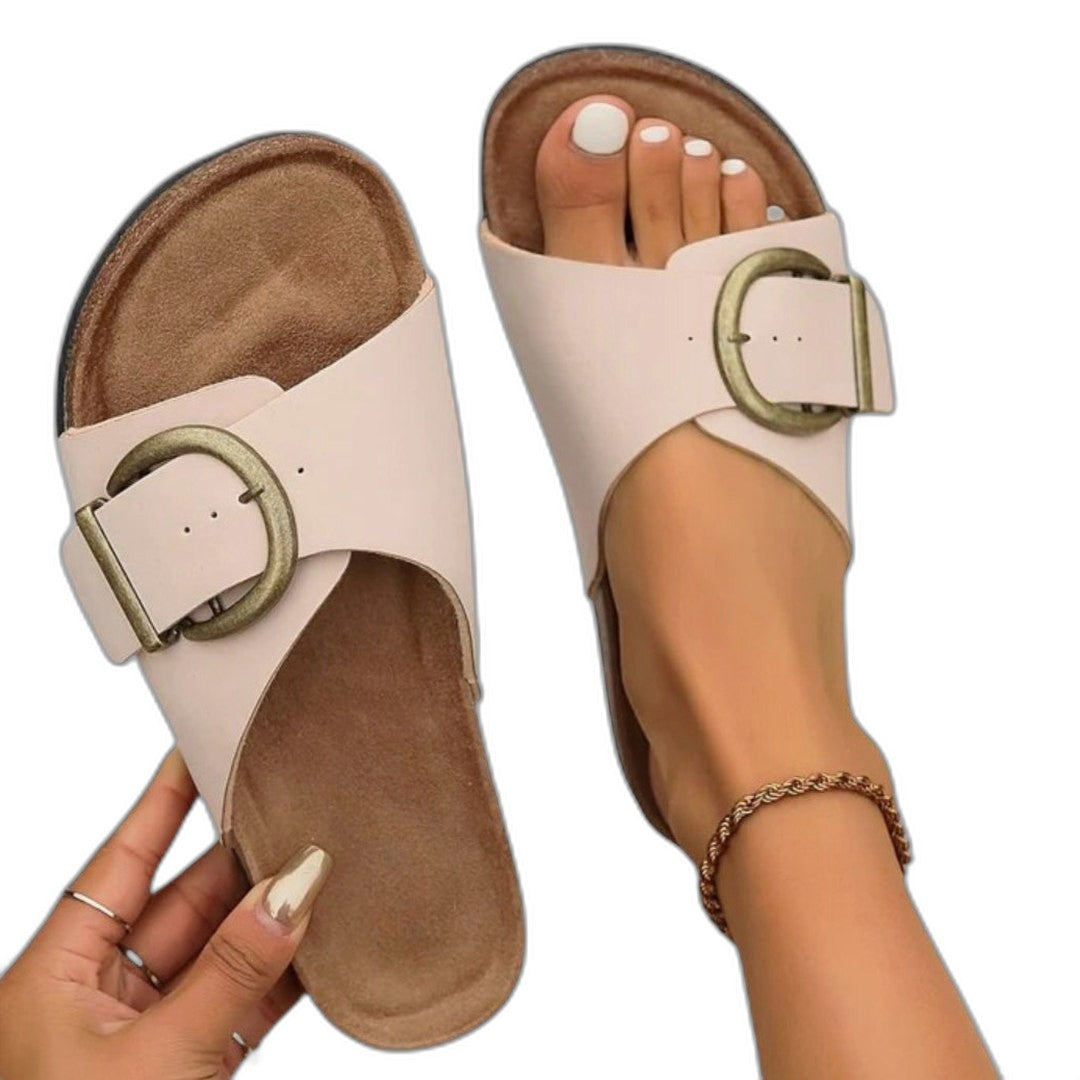 Comfortable Black Sandals for Women with Open Toe Buckle Casual Style