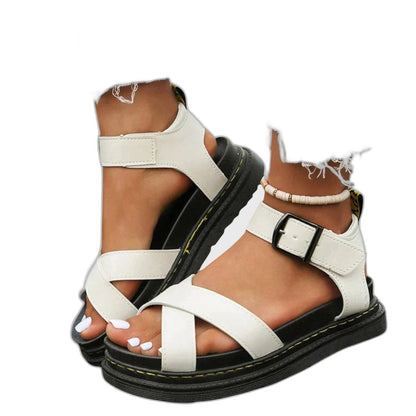 Comfortable Black Sandals for Women with Platform Ankle Strap Open Toe Buckle Casual Style