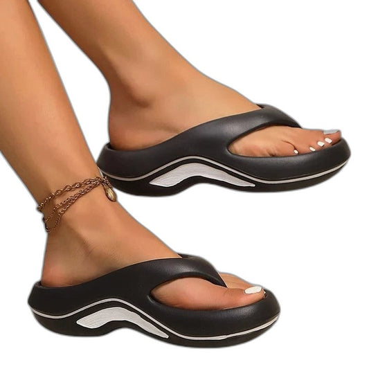 Comfortable Black Sandals for Women with Platform Open Toe Casual Style