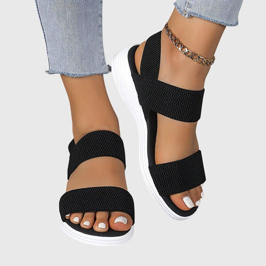 Comfortable Black Sandals for Women with Platform Open Toe Casual Style