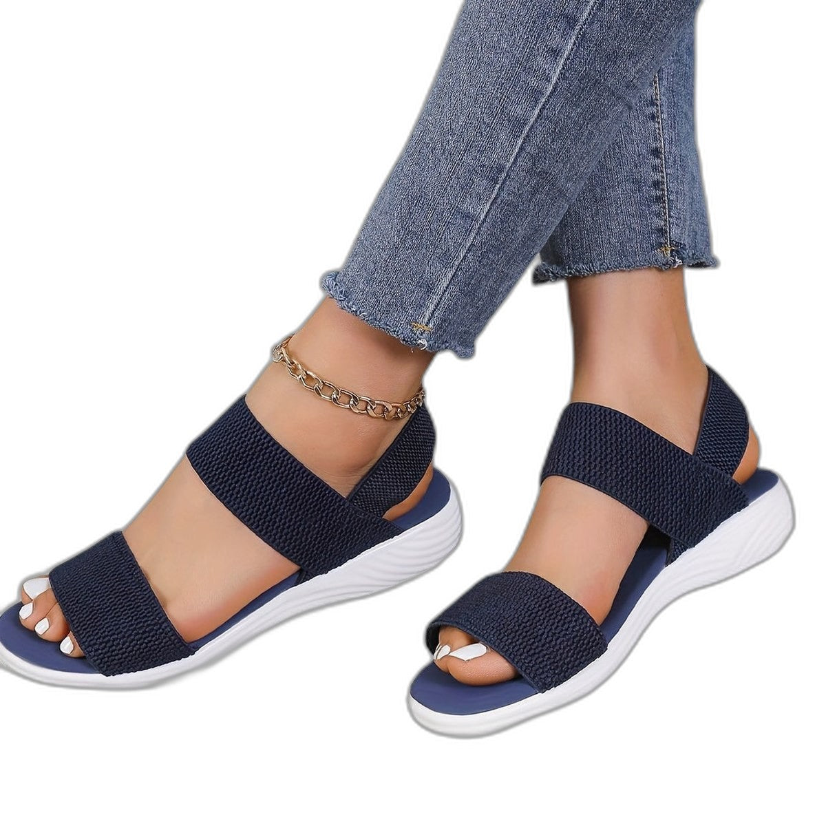 Comfortable Black Sandals for Women with Platform Open Toe Casual Style