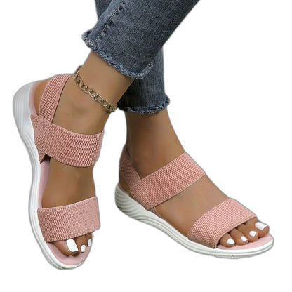 Comfortable Black Sandals for Women with Platform Open Toe Casual Style