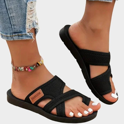 Comfortable Black Sandals for Women with Platform Open Toe Casual Style