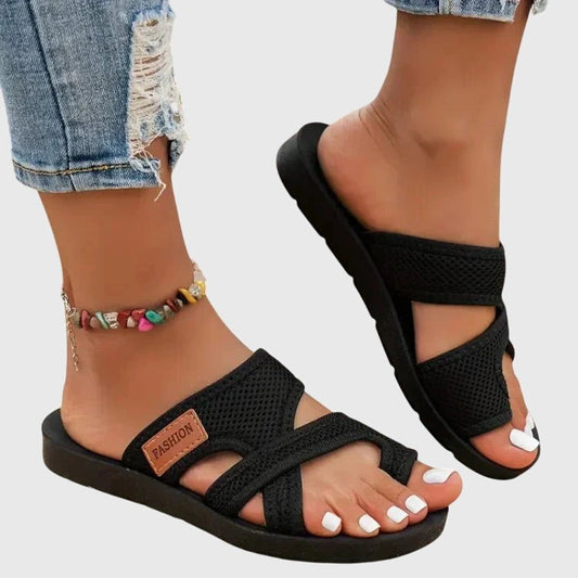 Comfortable Black Sandals for Women with Platform Open Toe Casual Style