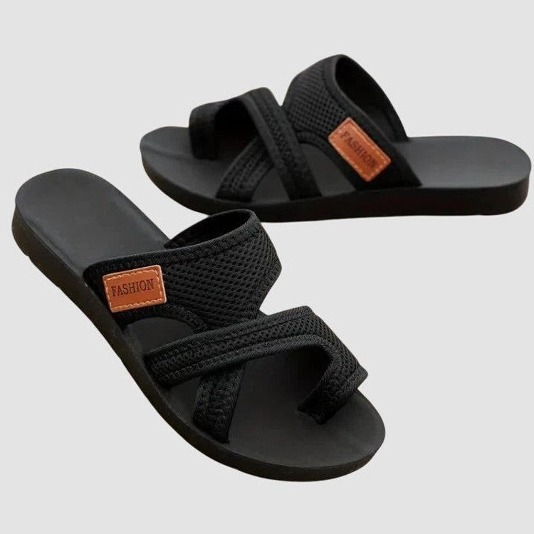 Comfortable Black Sandals for Women with Platform Open Toe Casual Style
