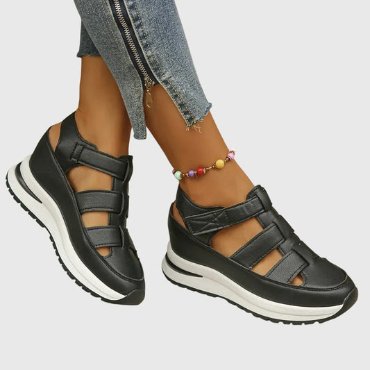Comfortable Black Sandals for Women with Platform Open Toe Casual Style