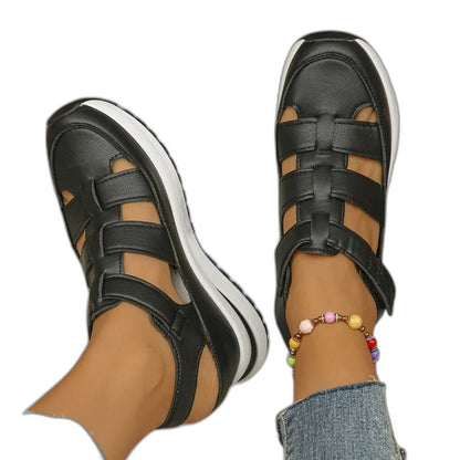 Comfortable Black Sandals for Women with Platform Open Toe Casual Style