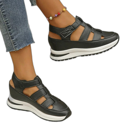 Comfortable Black Sandals for Women with Platform Open Toe Casual Style
