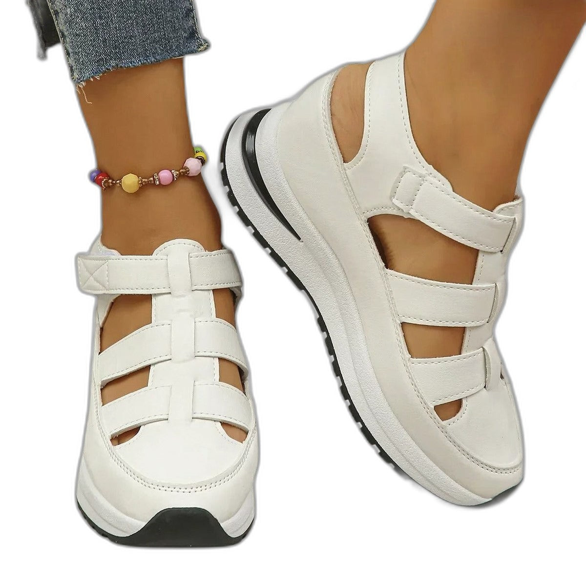 Comfortable Black Sandals for Women with Platform Open Toe Casual Style