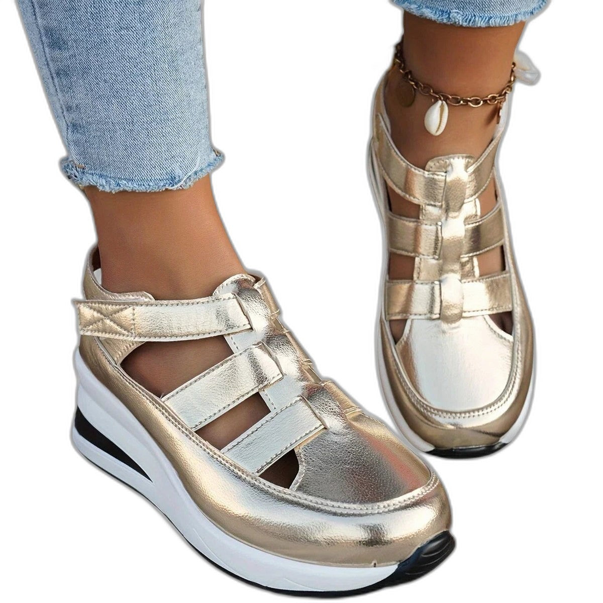 Comfortable Black Sandals for Women with Platform Open Toe Casual Style