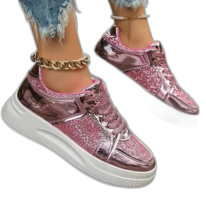 Comfortable Black Sneakers for Women with Platform Closed Toe Lace Up Casual Style