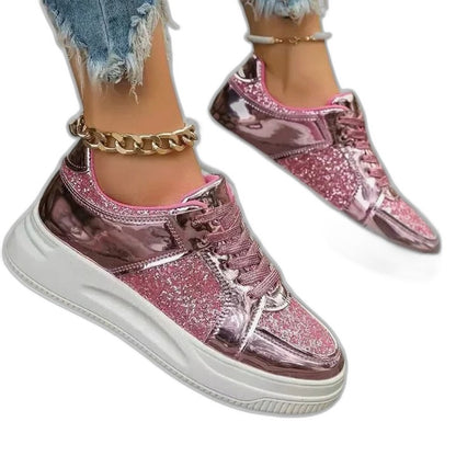 Comfortable Black Sneakers for Women with Platform Closed Toe Lace Up Casual Style