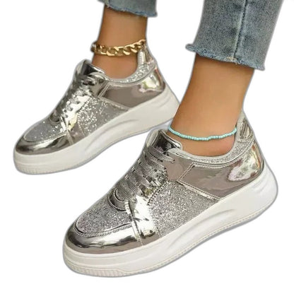 Comfortable Black Sneakers for Women with Platform Closed Toe Lace Up Casual Style