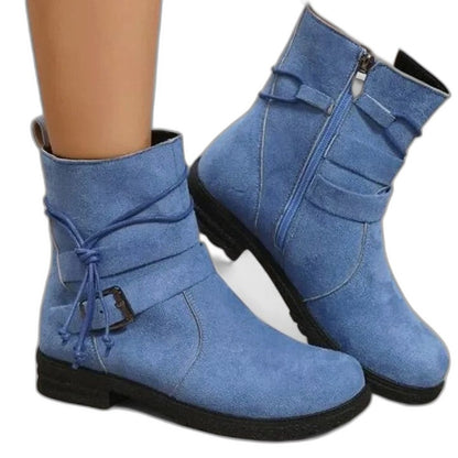 Comfortable Black Suede Ankle Boots for Women with Block Heel Closed Toe Casual Style
