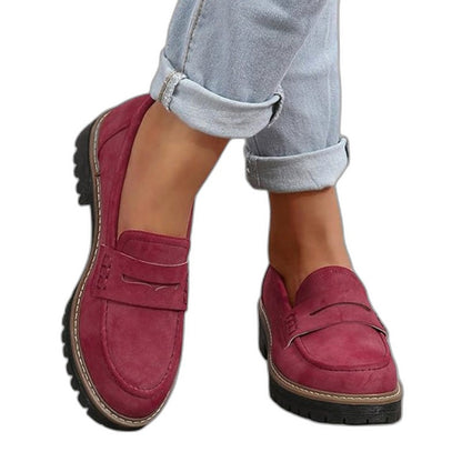 Comfortable Black Suede Loafers for Women with Platform Closed Toe Casual Style