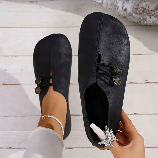 Comfortable Black Suede Mules for Women with Closed Toe Buckle Casual Style