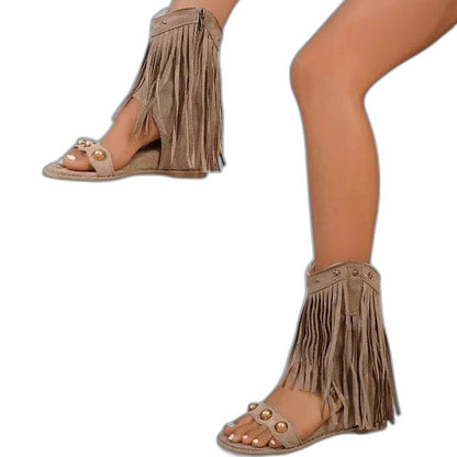 Comfortable Black Suede Sandals for Women with Open Toe Fur Lined Studded Casual Style
