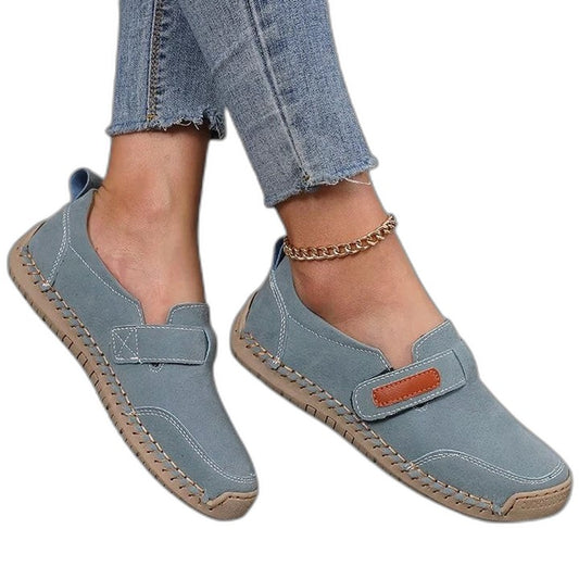 Comfortable Blue Denim Loafers for Women with Closed Toe Casual Style