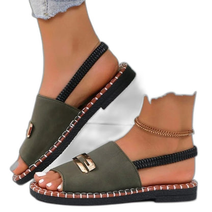 Comfortable Blue Denim Sandals for Women with Wedge Open Toe Buckle Casual Style