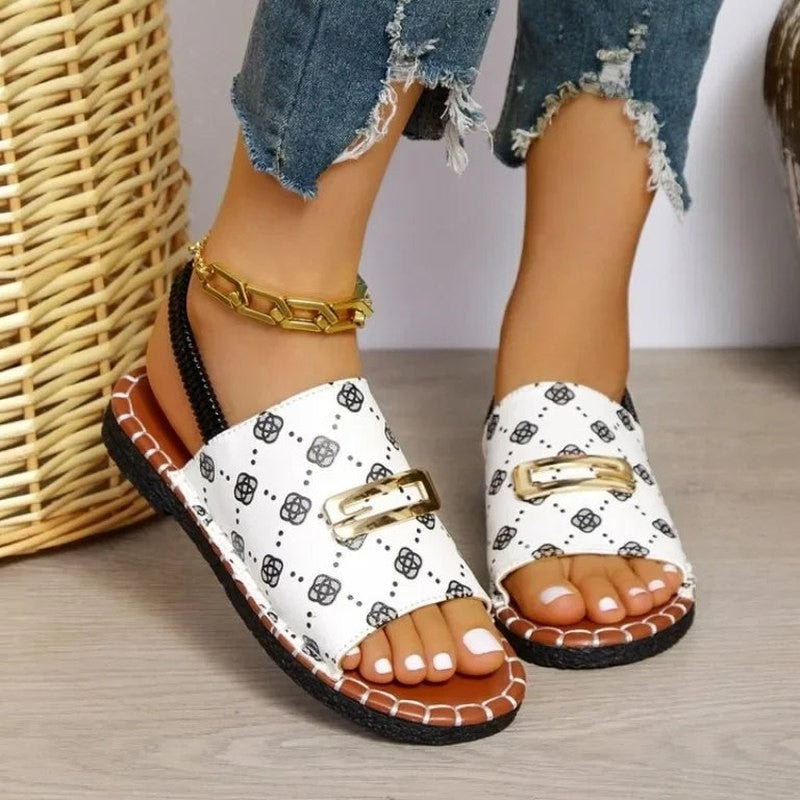 Comfortable Blue Denim Sandals for Women with Wedge Open Toe Buckle Casual Style