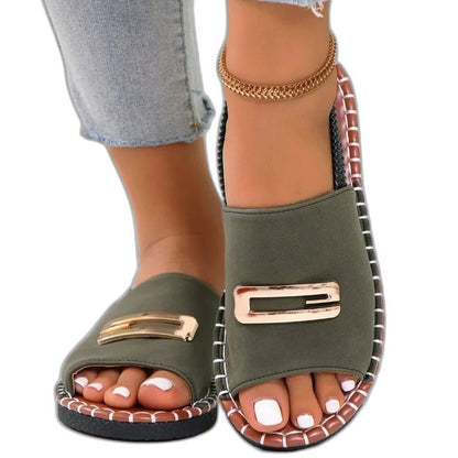 Comfortable Blue Denim Sandals for Women with Wedge Open Toe Buckle Casual Style