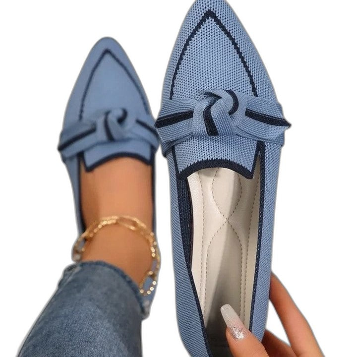 Comfortable Blue Flats for Women with Pointed Toe Casual Style
