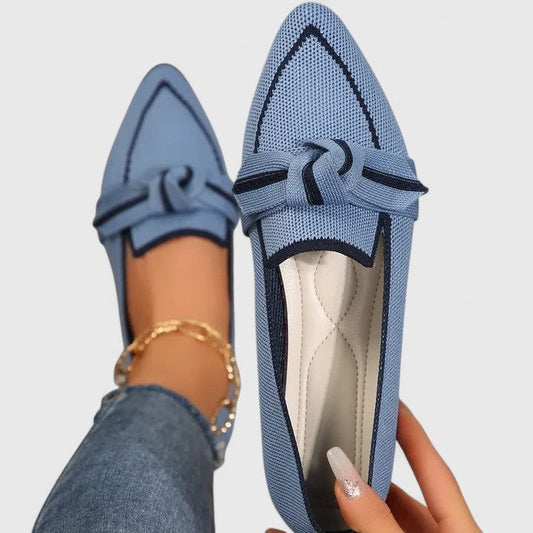 Comfortable Blue Flats for Women with Pointed Toe Casual Style