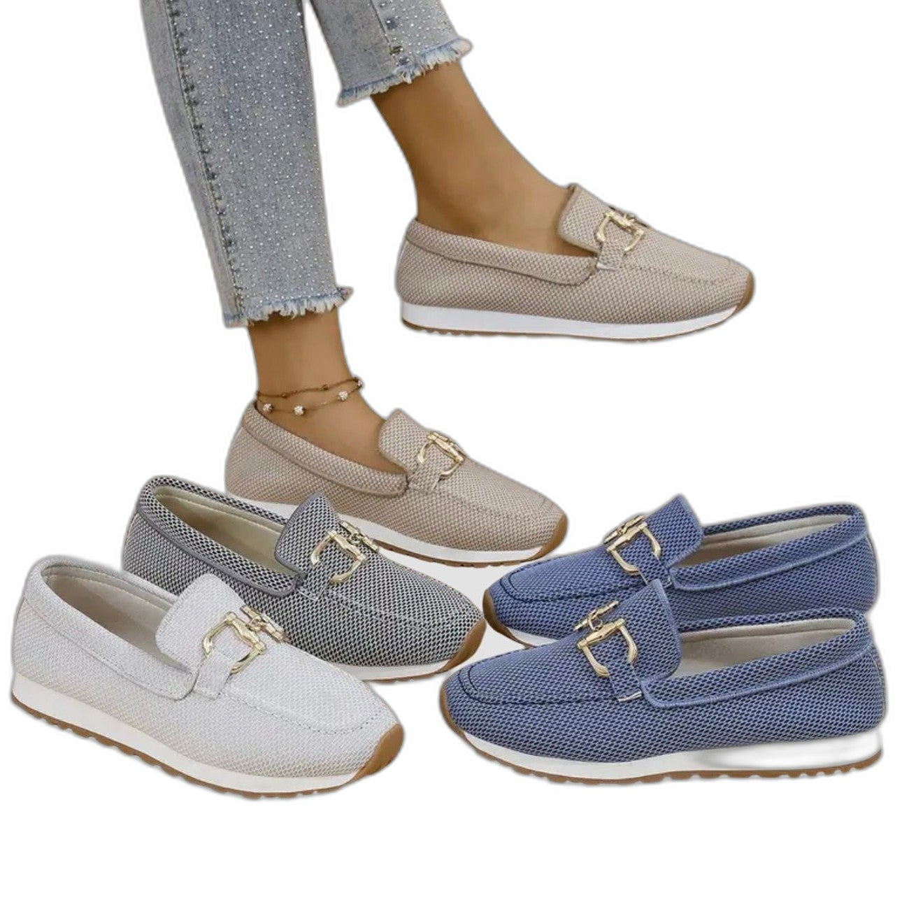 Comfortable Blue Loafers for Women with Closed Toe Casual Style