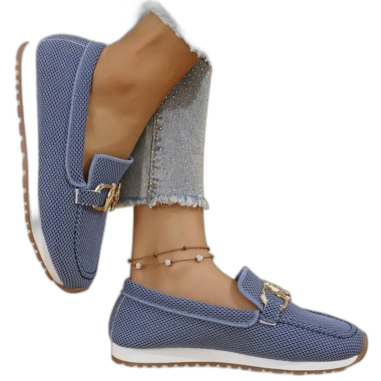 Comfortable Blue Loafers for Women with Closed Toe Casual Style