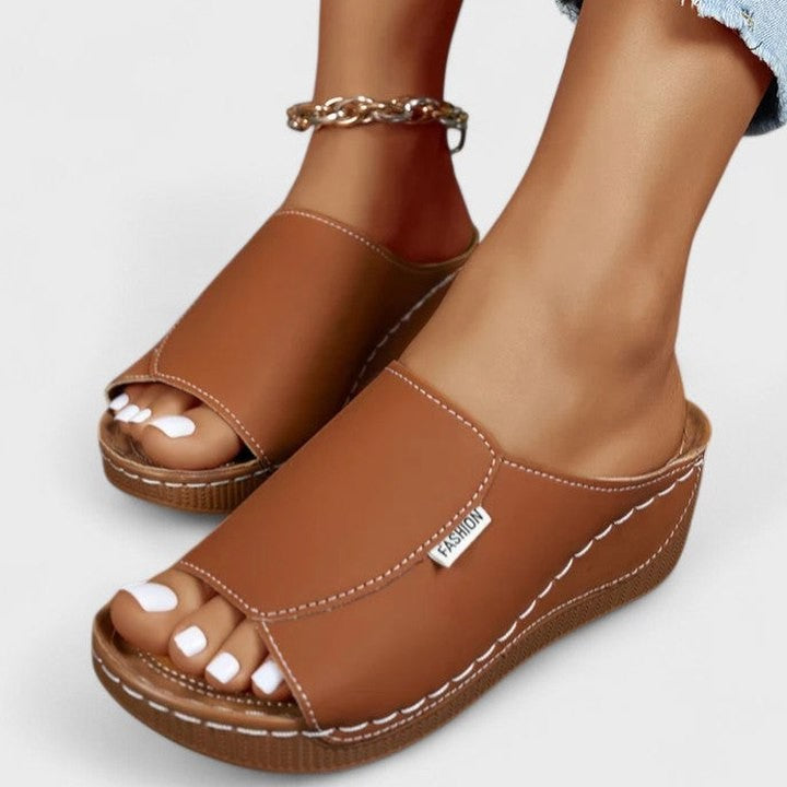 Comfortable Blue Mules for Women with Platform Open Toe Casual Style