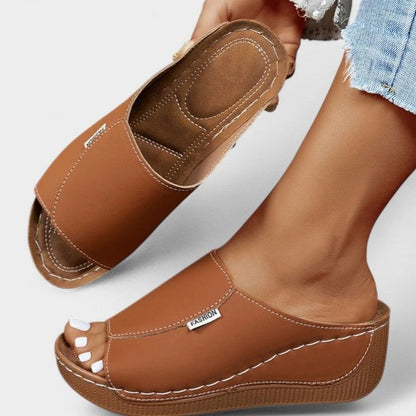 Comfortable Blue Mules for Women with Platform Open Toe Casual Style