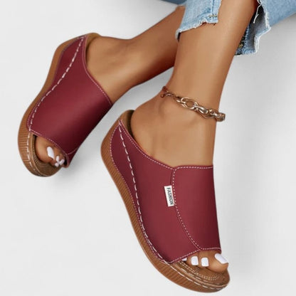 Comfortable Blue Mules for Women with Platform Open Toe Casual Style