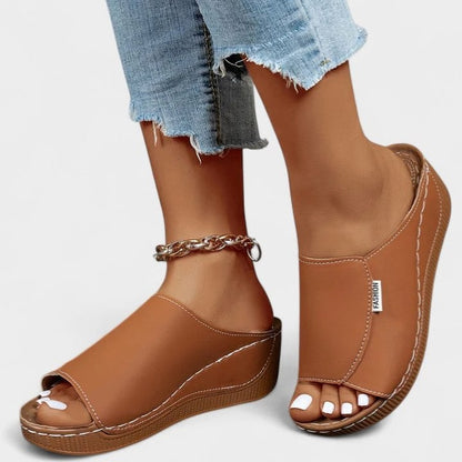 Comfortable Blue Mules for Women with Platform Open Toe Casual Style