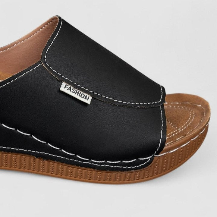 Comfortable Blue Mules for Women with Platform Open Toe Casual Style